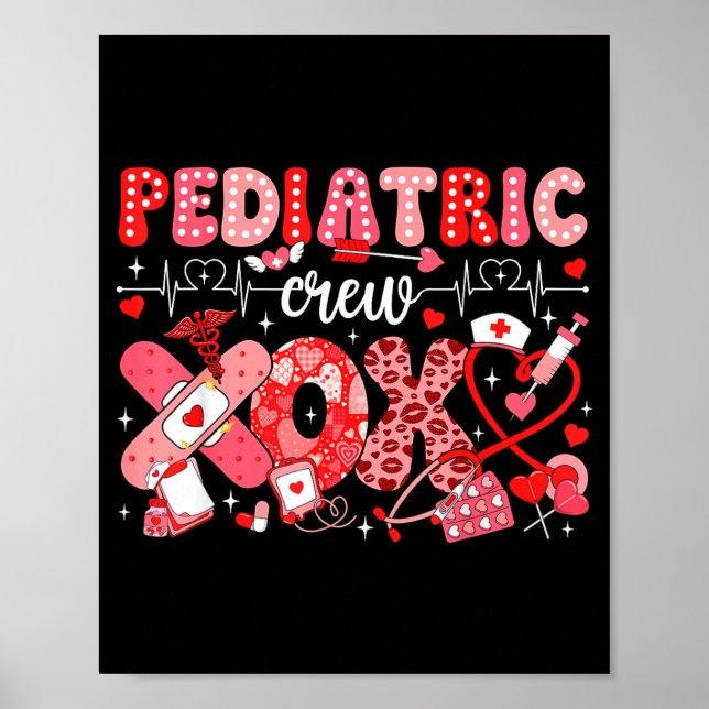 Poster Xoxo Nurse Pediatric Crew Nurse Valentine Leopard  (Frente)