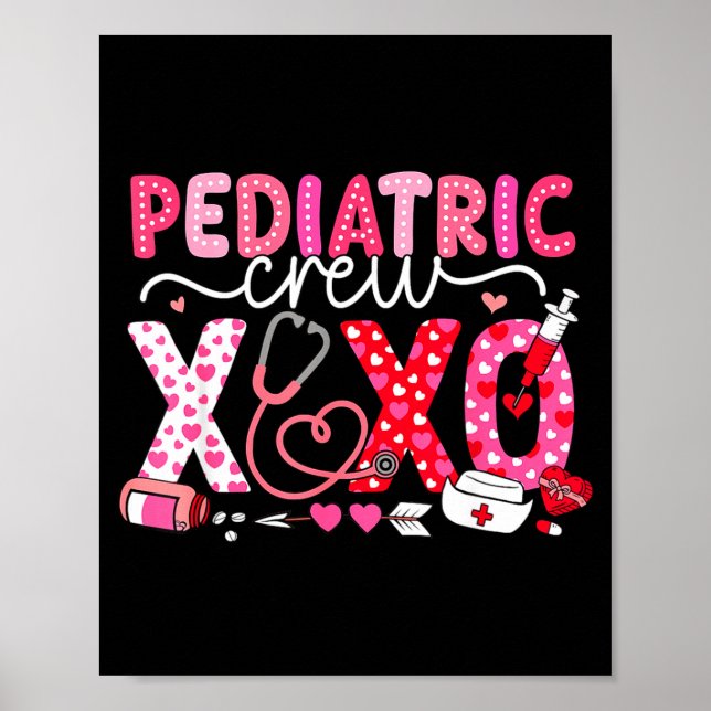 Poster Xoxo Nurse Pediatric Crew Nurse Valentine Leopard  (Frente)