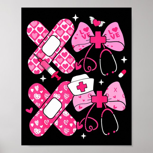 Poster Xoxo Nurse Valentines Day Stethoscope Valentine Nu (Frente)
