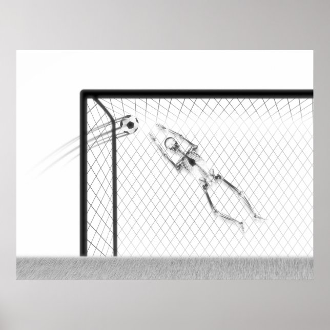 PÔSTER XRAY SKELETON SOCCER GOALIE BRANCO PRETO (Frente)