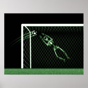 PÔSTER XRAY SKELETON SOCCER GOALIE GREEN