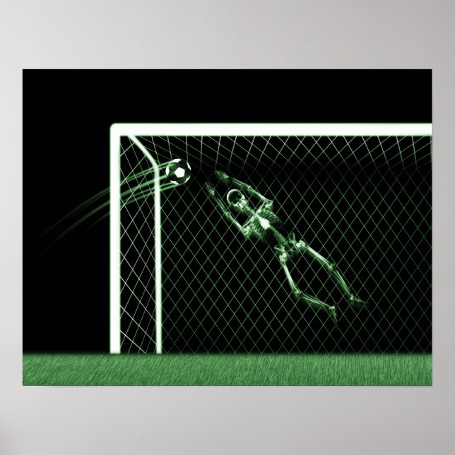 PÔSTER XRAY SKELETON SOCCER GOALIE GREEN (Frente)