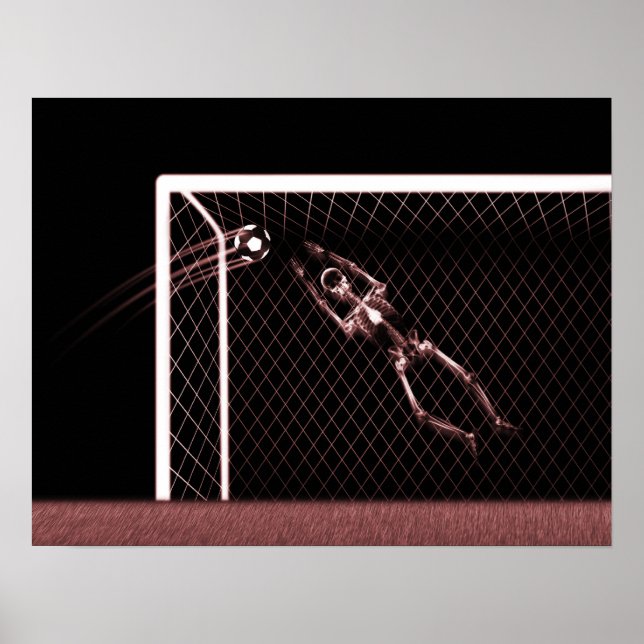 POSTER XRAY SKELETON SOCCER GOALIE RED (Frente)