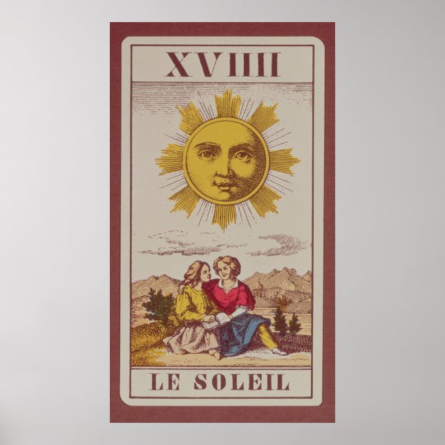 Poster XVIIII Le Soleil, tarô francês do Sol (Frente)