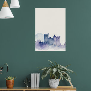 Poster xxxCastelo Escocês Etéreo Cartaz Aquarela Olá