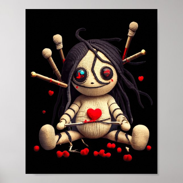 Poster Y Cute Sitting Voodoo Doll Halloween Valentine Day (Frente)