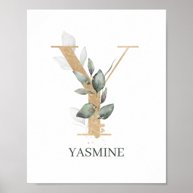 Poster Y Monogram Floral Personalized (Frente)