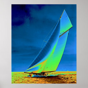 Poster Yacht Columbia 1901 Colorized