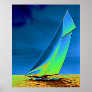 Poster Yacht Columbia 1901 Colorized