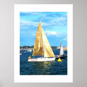 Pôster Yacht com velas de ouro, Jersey