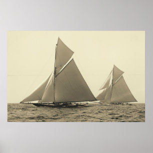Poster Yachts Valkyrie II and Vigilant Race for America's
