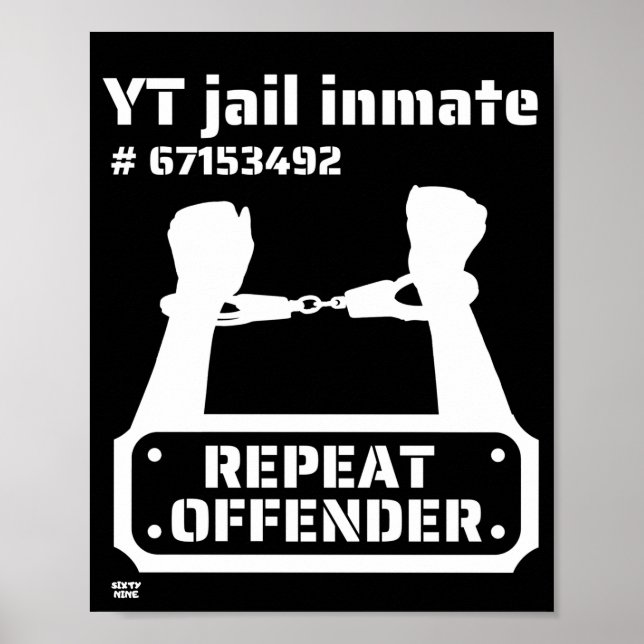 Poster "YAIL INMATE", preso engraçado (Frente)