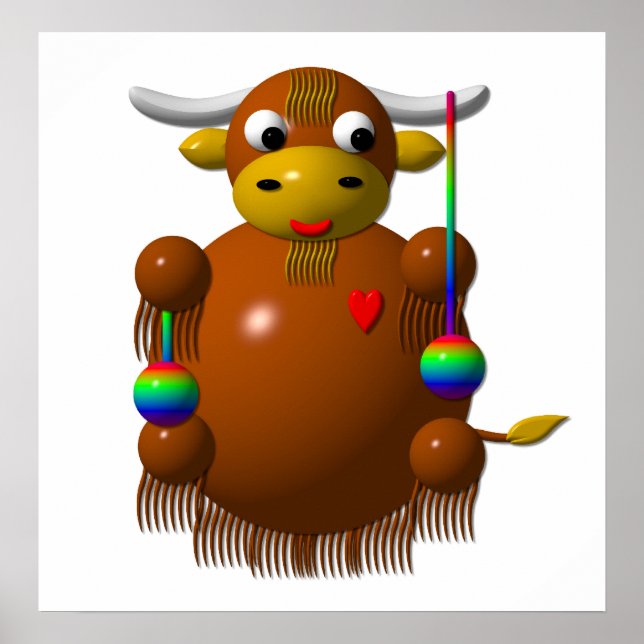 Pôster Yak brincando com Yo-Yos (Frente)