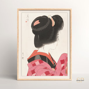 Poster Yamakawa Shuho Red Collar Elegância Japonesa