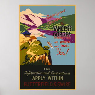 Poster Yangtsze Gorges China Viagens vintage