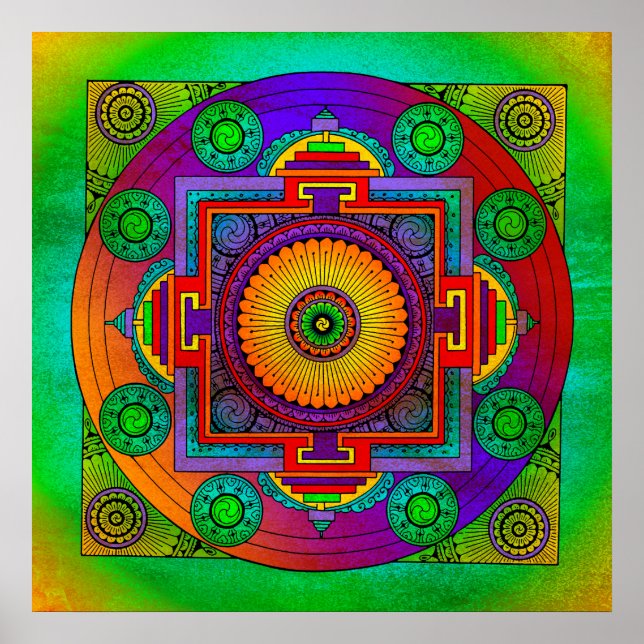 Pôster YANTRA - roda do excelente - violeta verde (Frente)