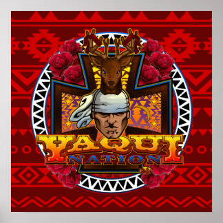 Pôster Yaqui Deer Dancer design a vermelho