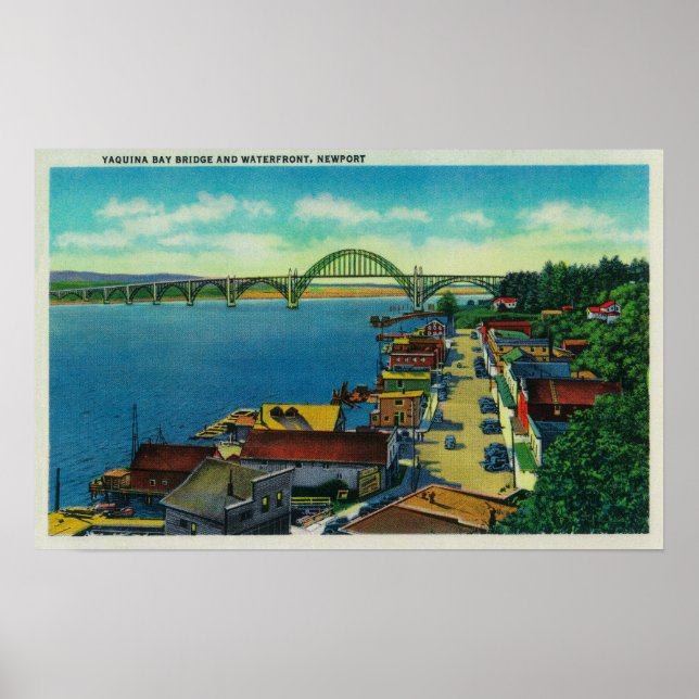 Poster Yaquina Bay Bridge e waterfront Newport, OR (Frente)