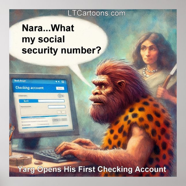 Poster Yarg’s First Login: Banking Like a Caveman (Frente)