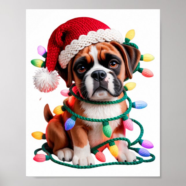 Poster Yarn Boxer Dog Sewing Knitting Crocheting Christma (Frente)