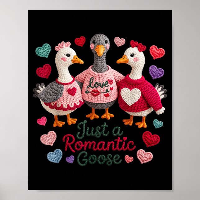 Poster Yarn Funny Valentine Just A Romantic Goose Hearts  (Frente)