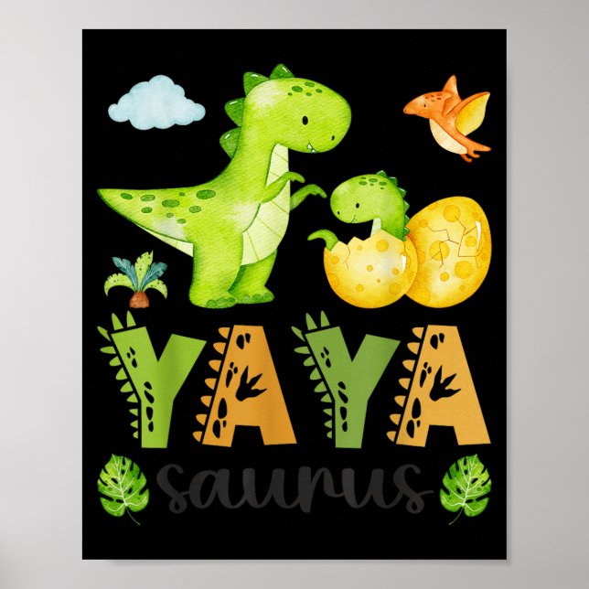 Poster Yaya Saurus T-Rex Dinossauro Dia das Mães Combinan (Frente)