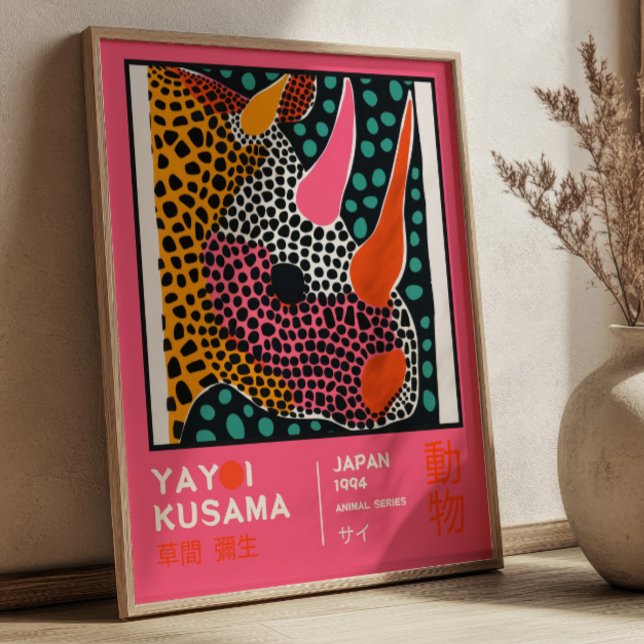 Poster Yayoi Kusama Abstract Rhino Colorful Exhibition (Criador carregado)