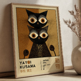 Poster Yayoi Kusama Black Cats Japanese Exhibition