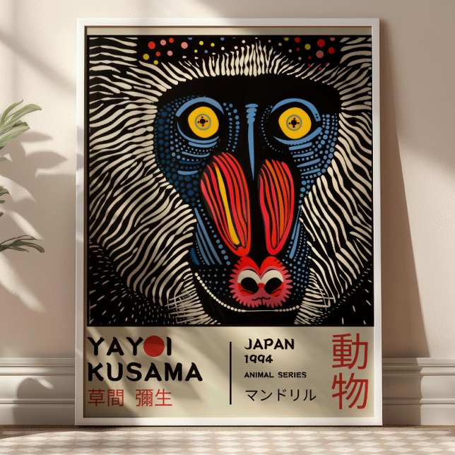 Poster Yayoi Kusama Mandrill Retro Japanese Exhibiton (Criador carregado)
