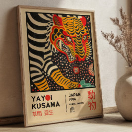 Poster Yayoi Kusama Tiger Illustration Retro Exhibition