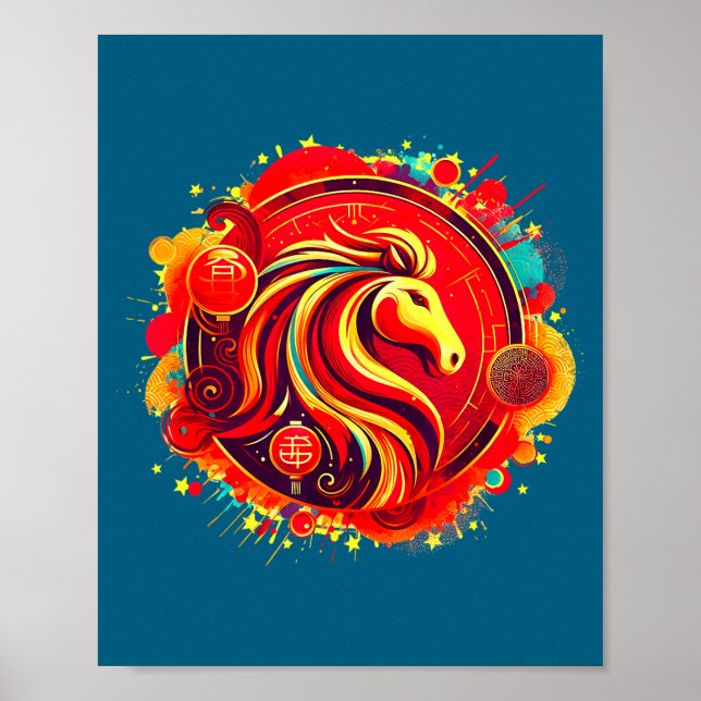 Poster Year Of Horse 2026 Chinese Zodiac Lunar New Year  (Frente)