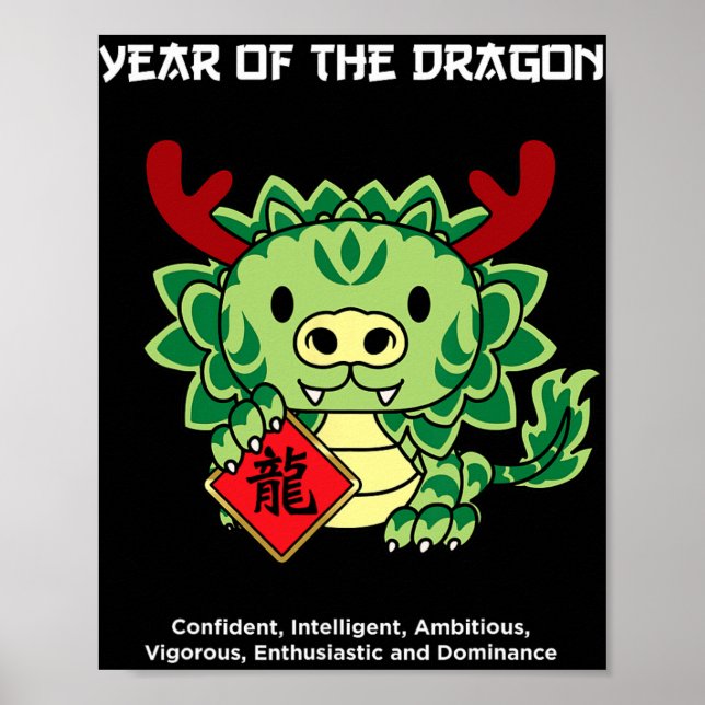 Poster Year Of The Dragon Chinese Zodiac Lunar New Year  (Frente)