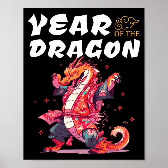 Poster Year Of The Dragon Funny Dragons Chinese Zodiac Si (Frente)