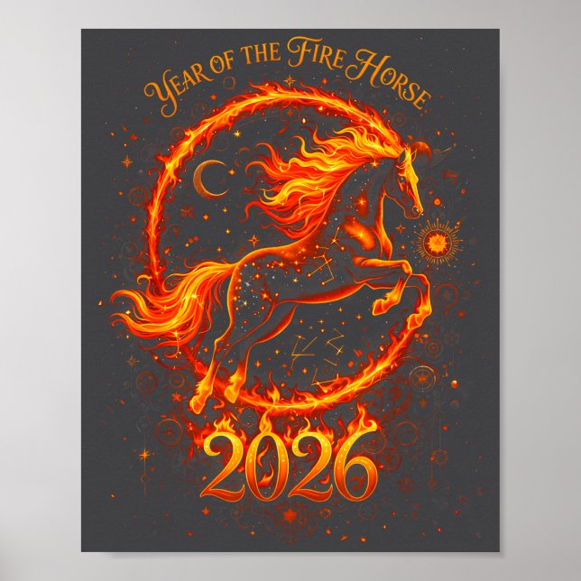 Poster Year Of The Fire Horse 2026 Chinese New Year  (Frente)