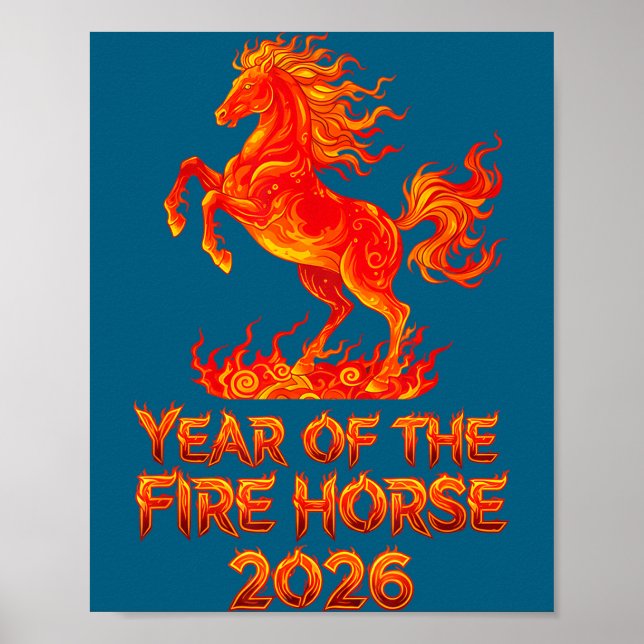Poster Year Of The Fire Horse, Chinese Zodiac Lunar New Y (Frente)
