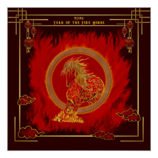 Pôster Year of the Fire Horse , Happy Lunar New Year