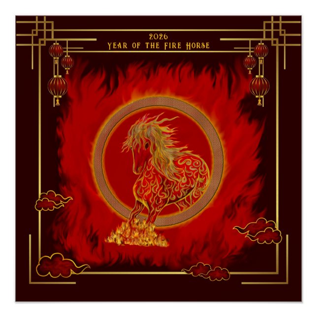 Pôster Year of the Fire Horse , Happy Lunar New Year (Frente)