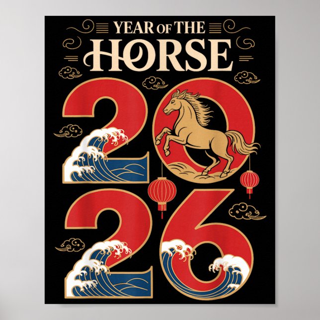 Poster Year Of The Horse 2026 Chinese New Year For Men Wo (Frente)