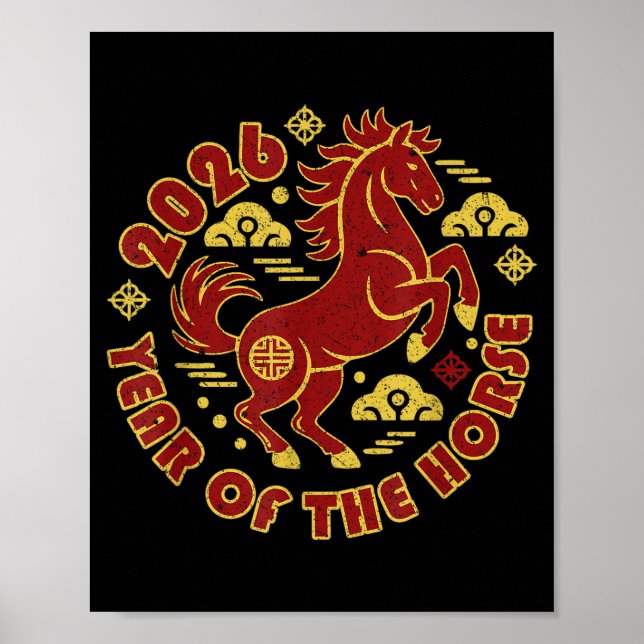 Poster Year Of The Horse 2026 Chinese New Year Horse Lant (Frente)