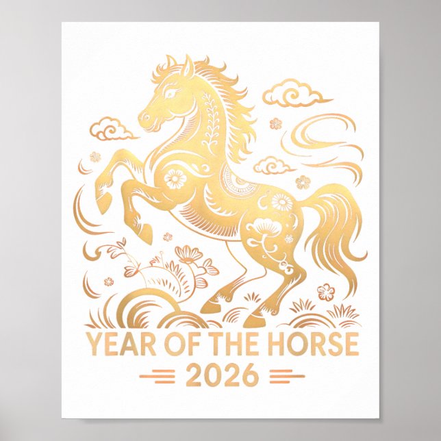 Poster Year Of The Horse 2026 Chinese Zodiac Culture  (Frente)