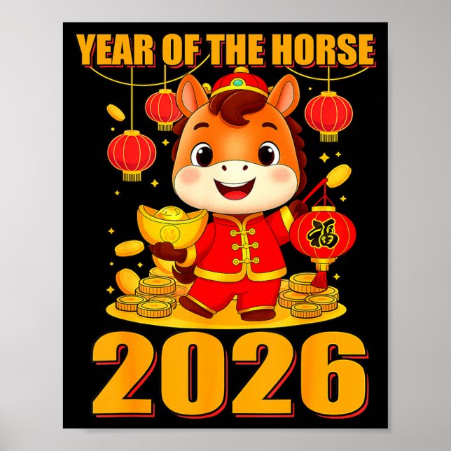 Poster Year Of The Horse 2026 Lunar New Year Chinese  (Frente)
