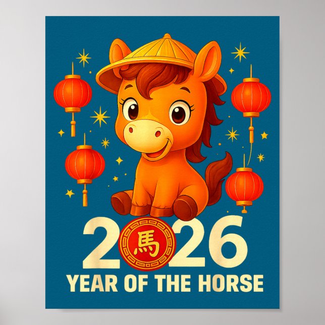 Poster Year Of The Horse 2026 Lunar New Year Chinese New  (Frente)