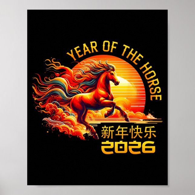 Poster Year Of The Horse Chinese Lunar New Year 2026 Fire (Frente)
