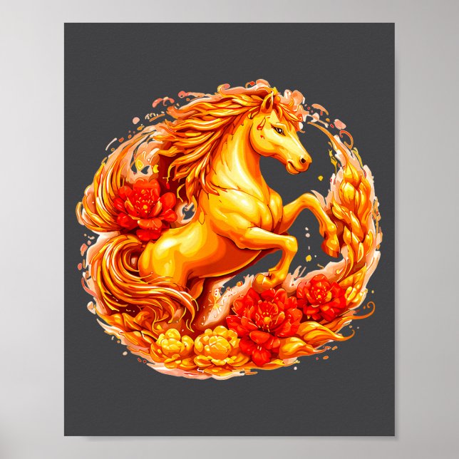 Poster Year Of The Horse Chinese Lunar Zodiac Astrology A (Frente)