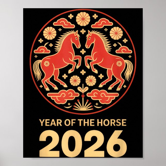 Poster Year-of The-horse Chinese New Year 2026 Zodiac Hor (Frente)