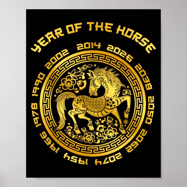 Poster Year Of The Horse Chinese Zodiac Chinese New Year  (Frente)