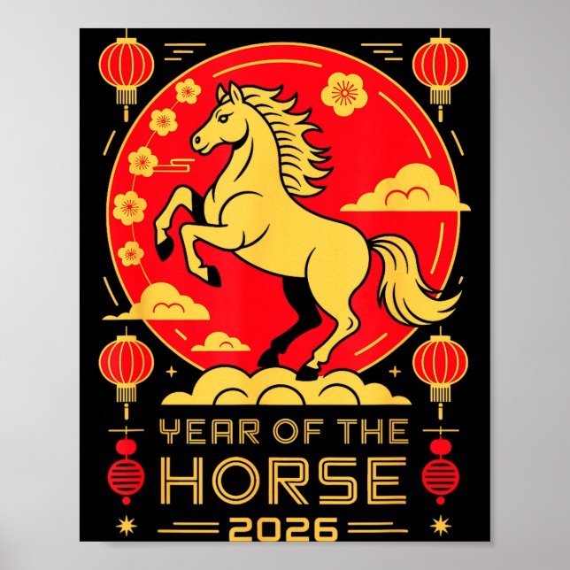 Poster Year Of The Horse – Chinese Zodiac New Year 2026  (Frente)