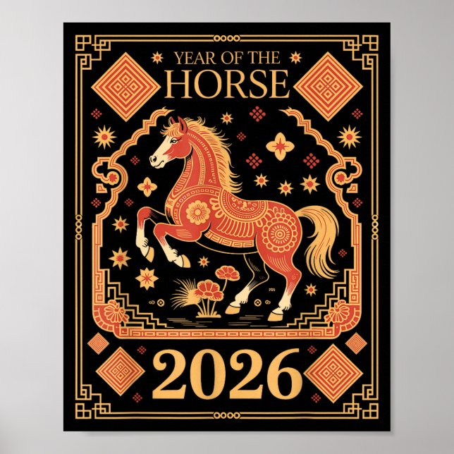 Poster Year Of The Horse – Chinese Zodiac New Year 2026  (Frente)