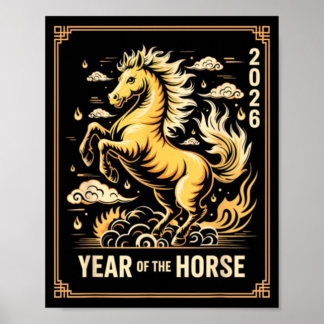 Poster Year Of The Horse – Chinese Zodiac New Year 2026  (Frente)