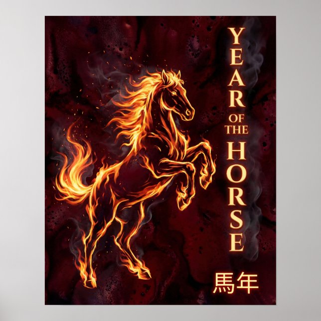 Poster Year of the Horse - Fire Chinese Zodiac (Frente)